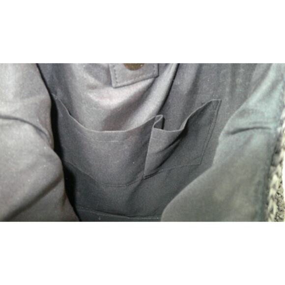 Studio Collection Raffia Black Straw Tote Bag with Brown Handles - Picture 5 of 5